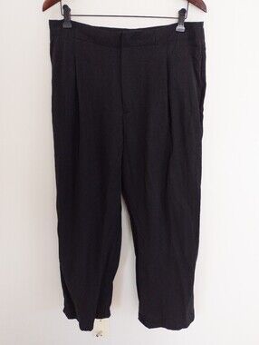 Gap Dressy Tencel Pleated Pants True Black Size 14 Wide Leg Trousers